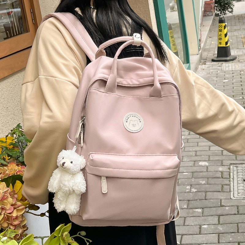 eybag Cool Student Female Fashion Backpack Waterproof Cute Women School Bag Lady Laptop White Book Kawaii Girl College Backpack Travel