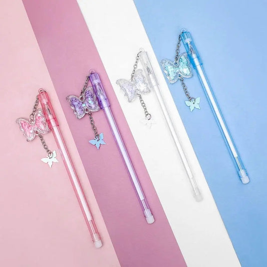 eybag Sweet Sequin Butterfly Pendant Gel Pen Kawaii Writing Pens With Tassel Student Stationery School Office Supplies Souvenir Gifts