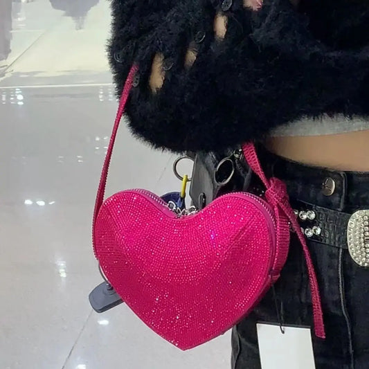 eybag PU Leather Women Heart-shaped Crossbody Bag Luxury Designer drill Shoulder Bags for Ladies Female Evening Clutch Purse Handbags