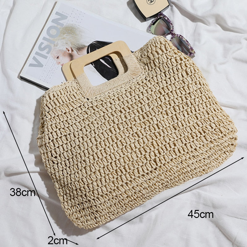 eybag Retro Top Handle Design Crossbody Bag for Women Branded Simple Summer Straw Woven Handbags Female Hollow Basket Shoulder Bags