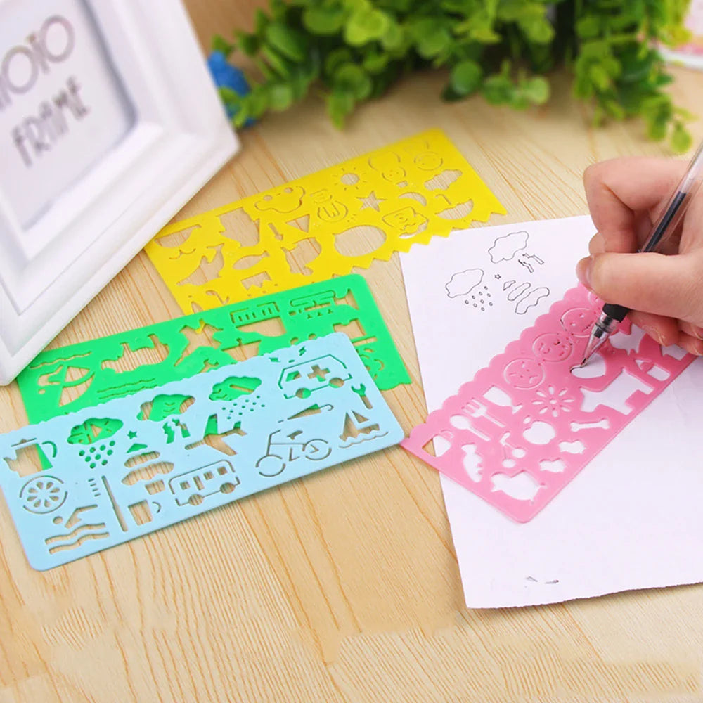 eybag 4Pcs/Lot Children Drawing Template Rulers Creative Baby Painting Stencils Scrapbooking DIY Tools Art Craft School Supplies Toys