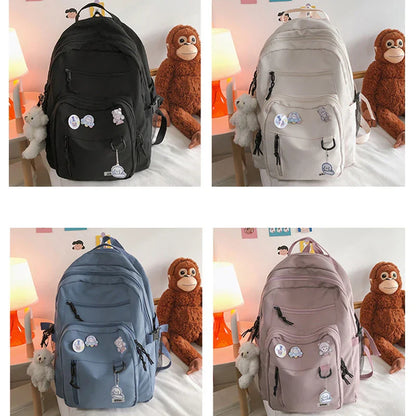 eybag Fashion Big Student Backpack NEW Badge Rucksack Girls School Bag High Capacity Women Backpack Female Cute Leisure Travel Mochila