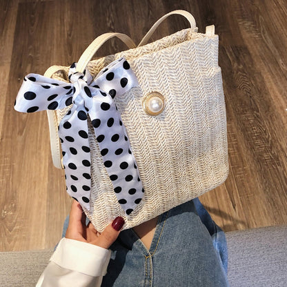 eybag Casual Straw Woven Handbags Women Summer Holiday Beach Bow Totes Top-Handle Bags Fashion Ladies Undearm Shoulder Bags