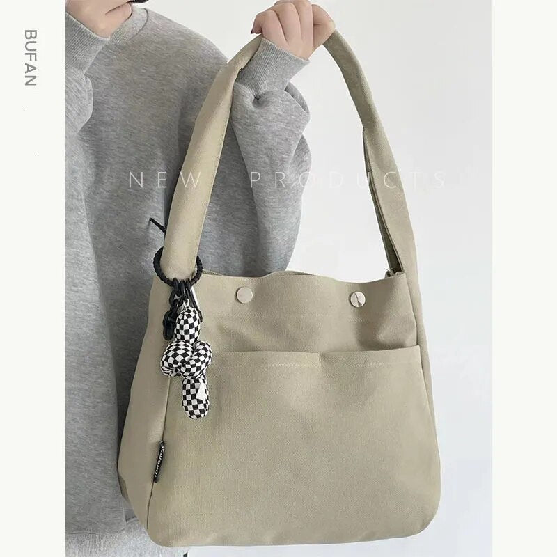 eybag - New Fashion Women Canvas Shoulder Bag Cotton Cloth Female Student Messenger Bag Large Capacity Shopping Tote Bag Handbag