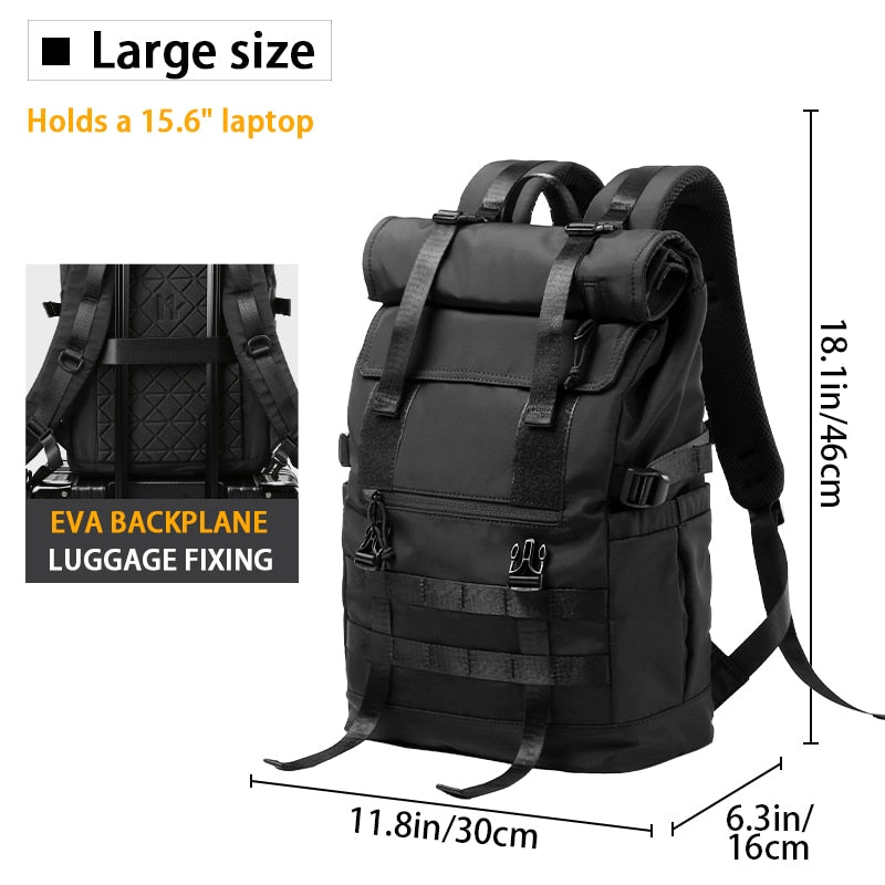 eybag 3 in 1 Convertible Expand Waterproof Large Capacity Travel Backpack Men Roll Top Teen 17inch Laptop School Tactical Bags