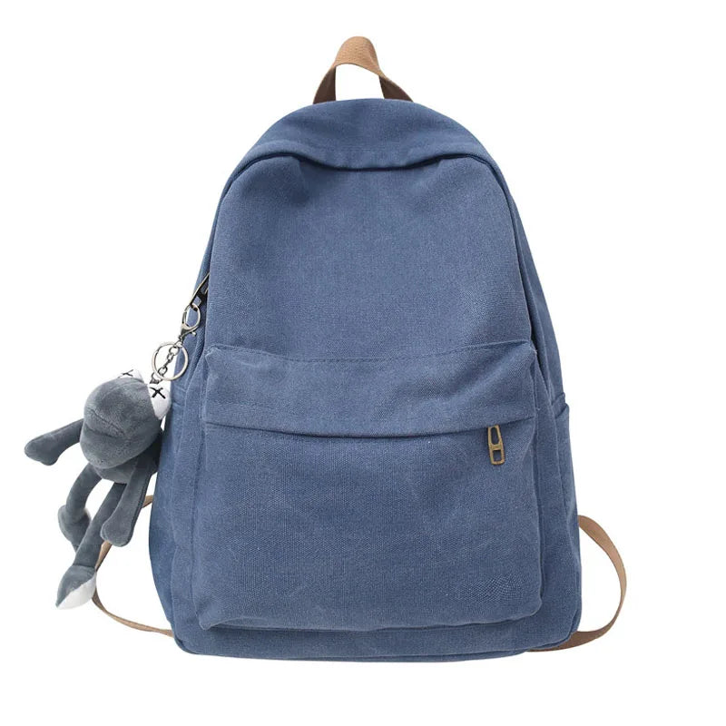 eybag Fashion Canvas Women Backpack Student School Bags For Teenage Girls Quality Solid Color Female Backpack Leisure Travel Bookbag