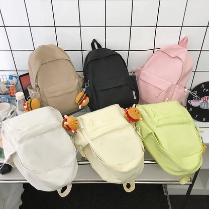 eybag 2024 Hot Selling Candy Colored Hamburger Pendant Backpack with College Style Minimalist and Fashionable Girl Backpack