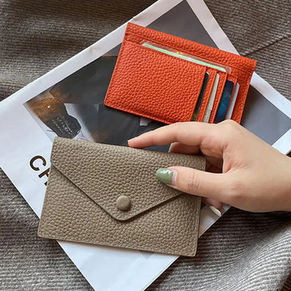 eybag Ultra-thin Ins Style Genuine Leather Card Holder Fashion Mini Short Envelope Wallet Korean Japan Credit Card Case Purse Dropship