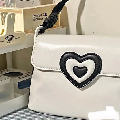 eybag Vintage Heart Y2k Handbags Women High Street PU Leather Shoulder Bag Ladies Harajuku Aesthetic Handbag Luxury Designer