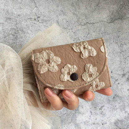 eybag 1 Piece Retro Bank Card Holder for Women Aesthetic Floral Series Embroidery ID Card Holder Portable Travel Wallet Card Holder