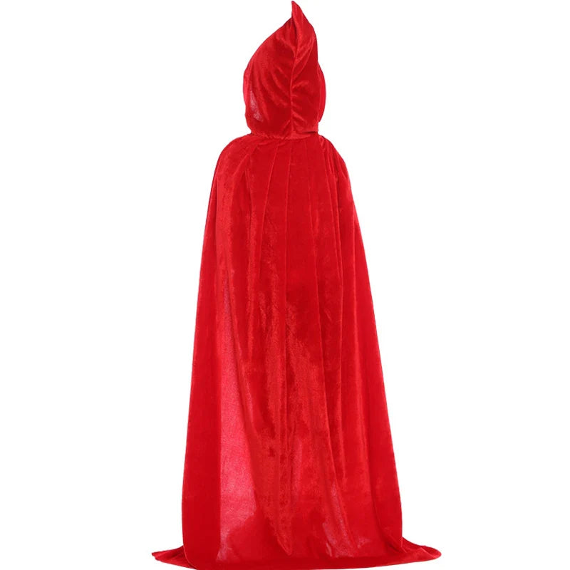 -Halloween Custom Halloween Adult Kids Witch Cloak Cape Hooded Cosplay Costume Death Cloak Carnival Party Halloween Long Cape 8 Colors