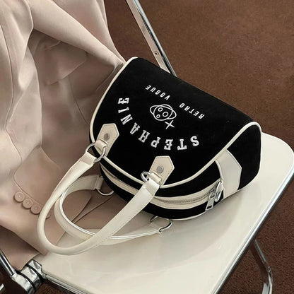 eybag Retro Women Baseball Handbags Fashion Embroidery Small Capacity Boston Crossbody Shoulder Bags Luxury Sac A Main Femme