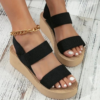 eybag New Minimalist Slingback Wedge Sandals Outdoor Summer Lightweight Slides Solid Color Thick Bottom Ladies Shoes Female Sandals