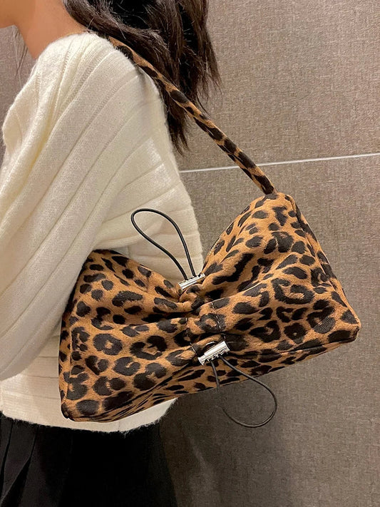 eybag Leopard Suede Tote Shouler Bags for Women Handbags Purses New Vintage Ladies Underarm Bags Luxury Brand Designer