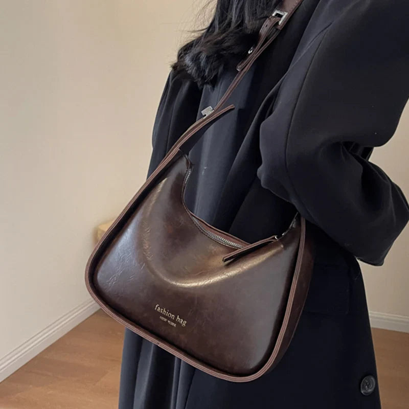 eybag Small Belt Buckle Design Shoulder Bags for Women New Fashion Trend Designer Crossbody Bag Underarm Bag Handbags Brown