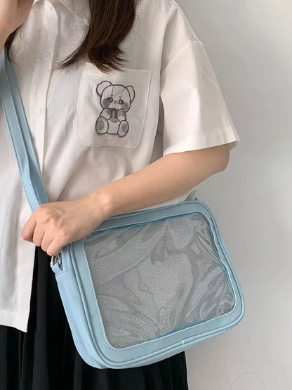 eybag Kawaii Japanese High School Girls Itabag Display Plate Pins JK Uniform Bag Women Crossbody Bags Soft Leather Shoulder Bag Bolso