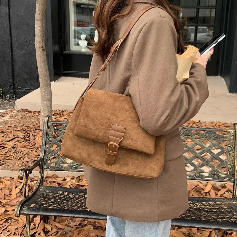 eybag Vintage Scrub pu Leather women Crossbody bag Brand design ladies handbag new winter female Shoulder bags Faux Suede tote