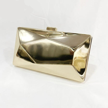 new Metallic box Evening Bag Clutch bags for women Chain Shoulder Messenger Wedding party small Purse gold silver