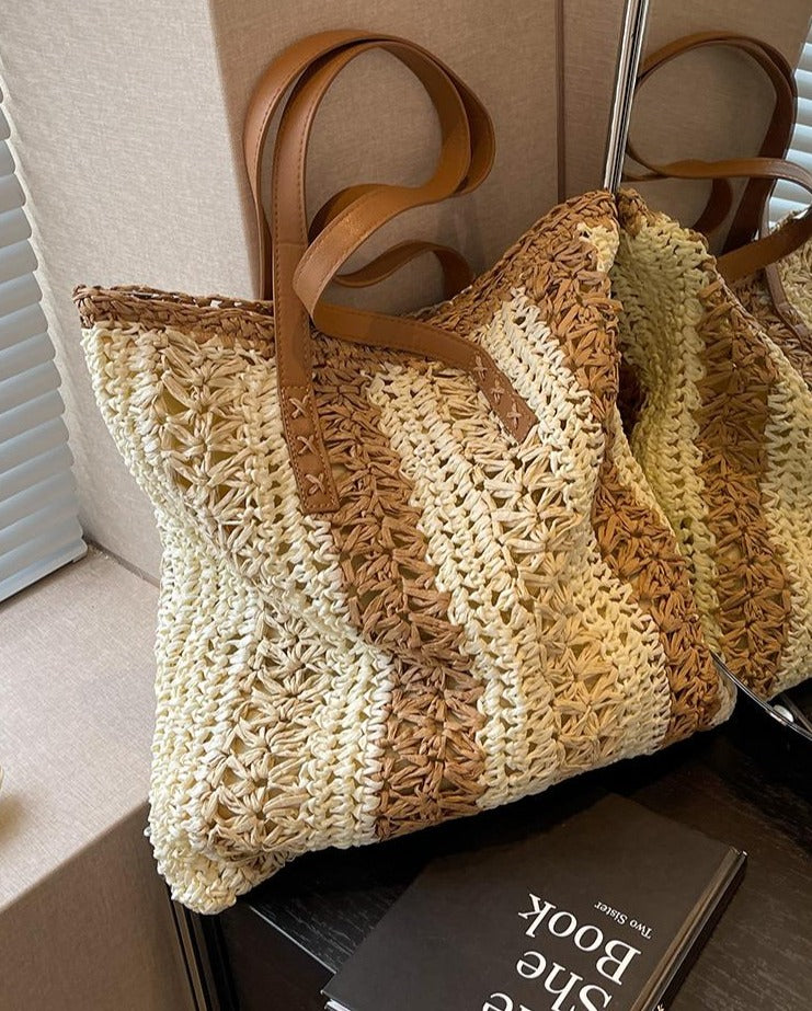 eybag Casual Large Capacity Straw Woven Tote Shoulder Bags For Women Luxury Designer Beach Ladies Handbags New Summer Shopping