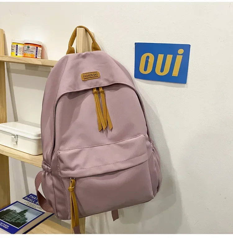 eybag Large-capacity Backpack Female Japanese Backpack Solid Color Junior High School Student Canvas Schoolbag Laptop Backpack