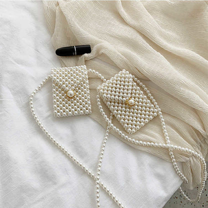 Lkblock Mini Pearl Bag Handmade Vintage EVA Beaded Fashion Banquet Party Shoulder Bag Female 2019 Wedding Bags Luxury Women's Coin Purse