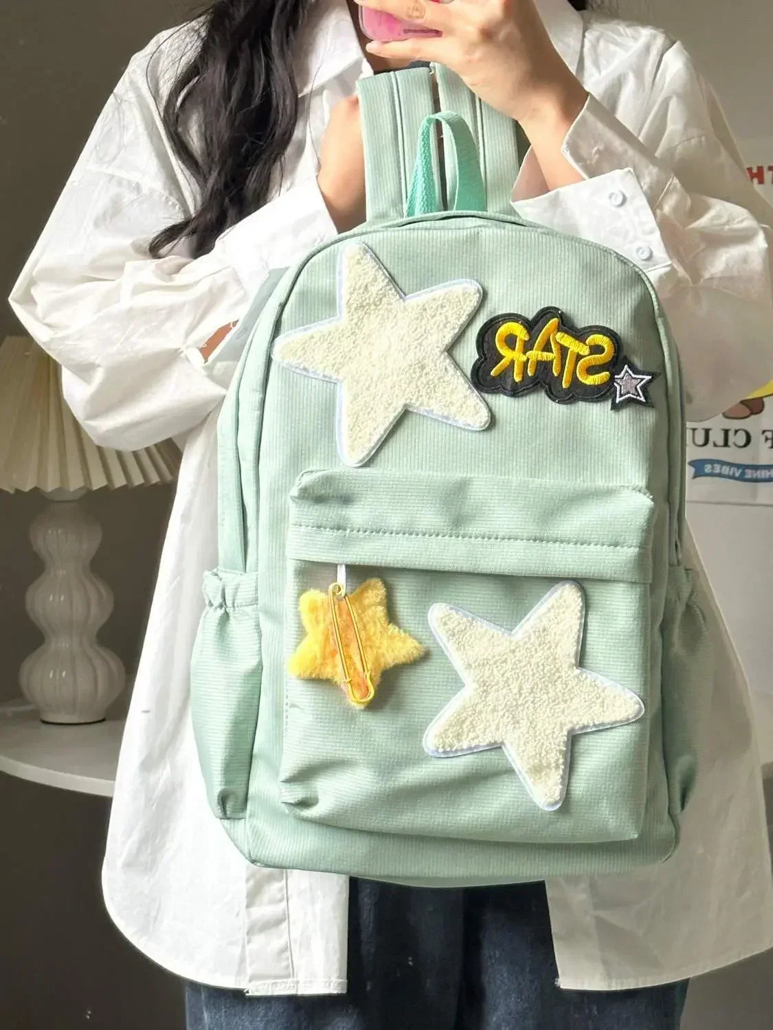 eybag Korean 2024 New Star Student Schoolbags Canvas Large Capacity Cute Girl Backpacks Spicy Girls Ins Leisure Backpack Universal Bag