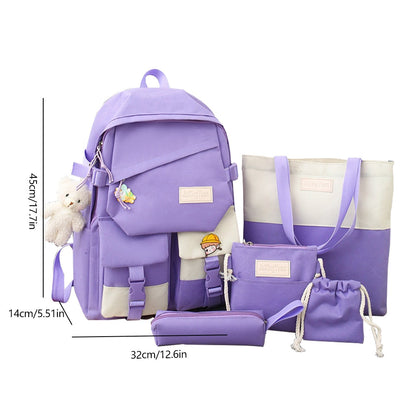 eybag Canvas Girls School Bag Cute Backpack for Women Student Teens Aesthetic Backpacks Waterproof Large Capacity Kawaii Backpack Bags