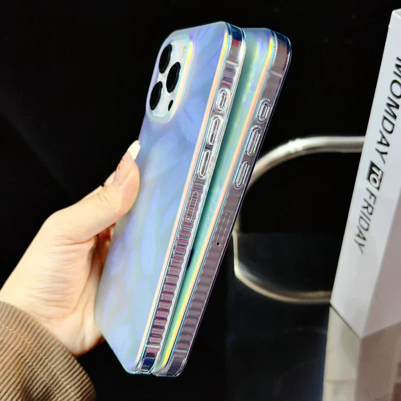 eybag Bling Shiny colorful Laser Silver Sand Gradient Phone Case For iPhone 11 12 13 14 15 Pro Max Shockproof Lens Soft IMD Cover