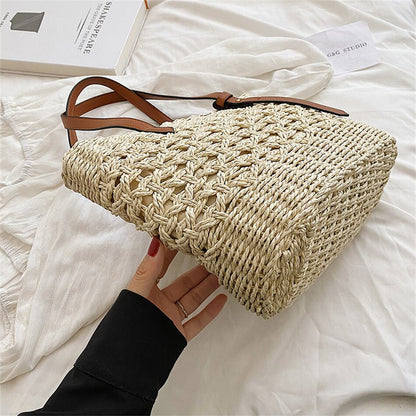 Lkblock Fashion Luxury Weave Tote Bag for Women Trend Female Handbags Design Travel Beach Bags Brand Shopper Straw Shoulder Purses