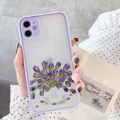 eybag Retro Oil Painting Flower Phone Case For iPhone 11 12 Pro Max 15 Pro Max 13 12 Mini X XR XS SE 2020 8 7 Plus 14 Plus Covers