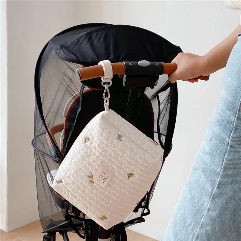 eybag Korea Style Newborn Baby Care Diaper Bag Mummy Shoulder Bag Embroidery Quilted Stroller Diaper Storage Organizer Large Handbags