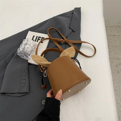 eybag French PU Bucket Bags Single Root Handbag New Trendy Fashion Shoulder Crossbody Bucket Bag Popular This Year