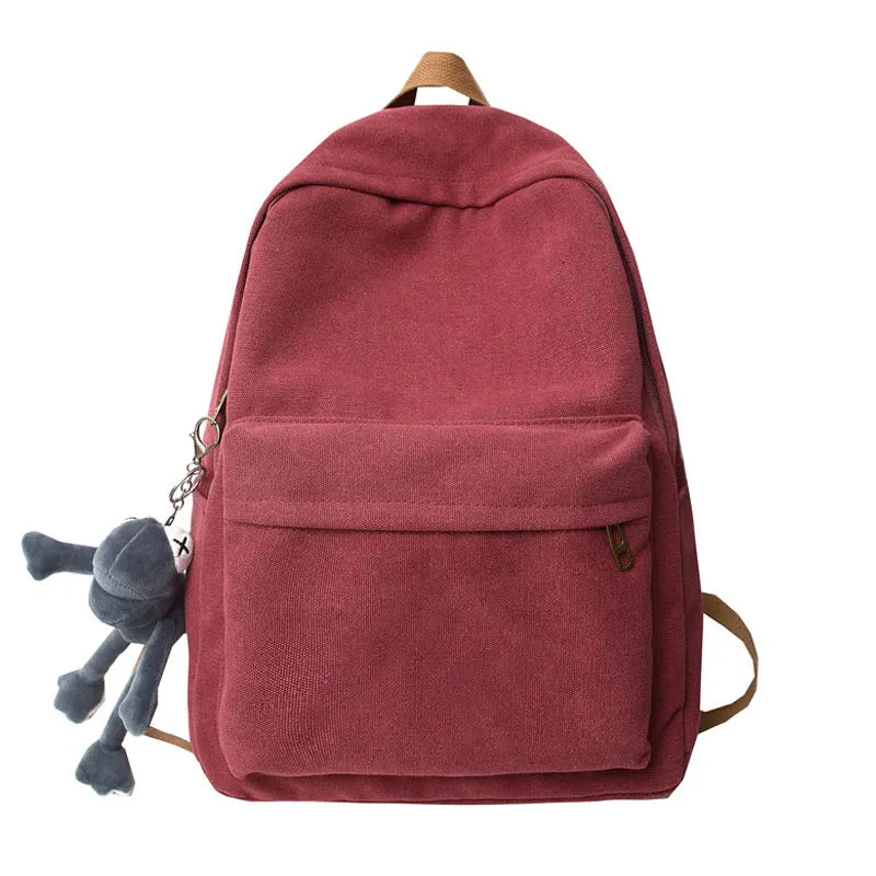 eybag Fashion Canvas Women Backpack Student School Bags For Teenage Girls Quality Solid Color Female Backpack Leisure Travel Bookbag