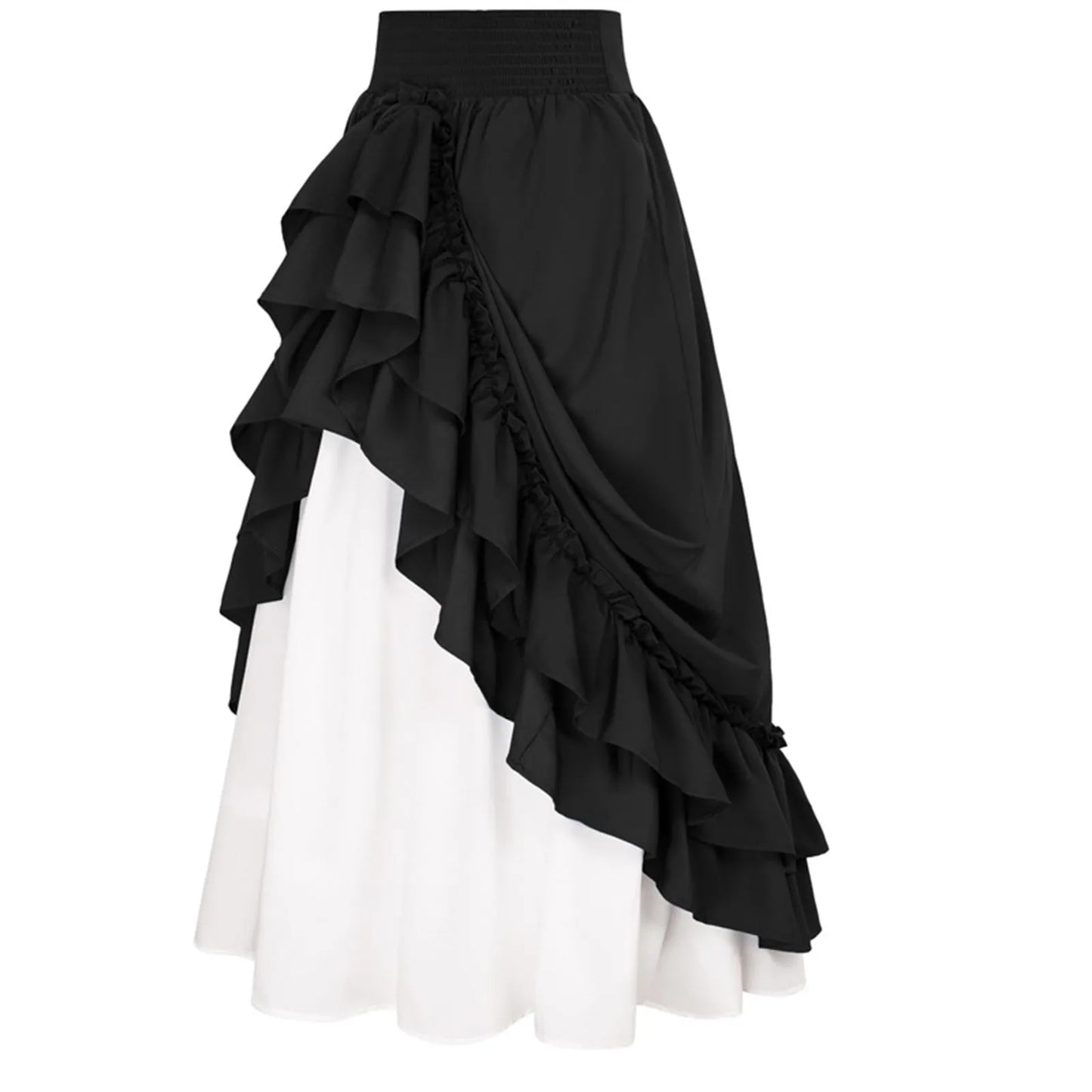 eybag Retro Medieval Skirts Women Vintage Renaissance Victorian Ruffled Hem A-Line Skirts Cosplay Costumes High Waist Maxi Skirt