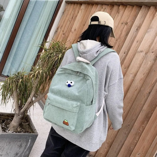 eybag Cute High School Backpack Corduroy Bag New Fashion Solid Color Women Backpack Girls School Backpack Children Travel Bag