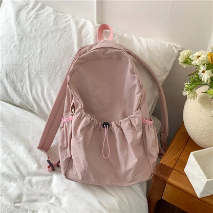 eybag Kpop Drawsting Backpacks for Women Casual Soft Nylon Lady Backpack Light Students Bag Large Capacity Travel Sac Daypack bagpack