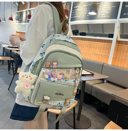 eybag Multi-pocket Transparent PVC Nylon School Backpack For Girls Large Female Travel Casual Schoolbag Patchwork Mochila Bolsa