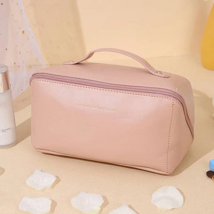 eybag Large-Capacity Makeup Bag Leather Cosmetic Bag Women Multifunction Toiletries Organizer Portable Travel Waterproof Storage Case