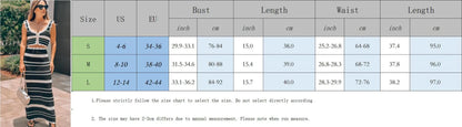 eybag Striped Knitted 2 Piece Set Women Summer Bohemian Single Breasted Tank Crop Tops + Long Skirts Fashion Holiday Beach Dress Suits