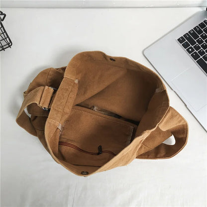 eybag Minimalist Style Solid Shoulder Bags 100% Cotton Unisex Solid Crossbody Bags Canvas Packages South Korea Casual Messenger Bags