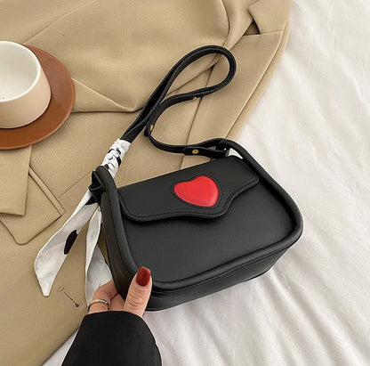 eybag Cute Love Heart Women's Small Square Shoulder Bags Fashion Female Messenger Bag Simple Ladies Crossbody Purse Handbag with Scarf