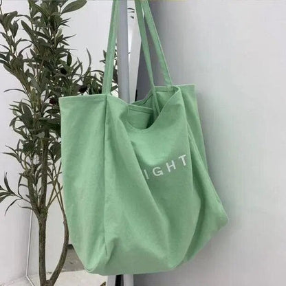 Lkblock Large Capacity Cotton Reusable Shopping Bag Women Canvas Shoulder Bag DELIGH Print Solid Color Causal Handbag Tote Bag Beach Bag