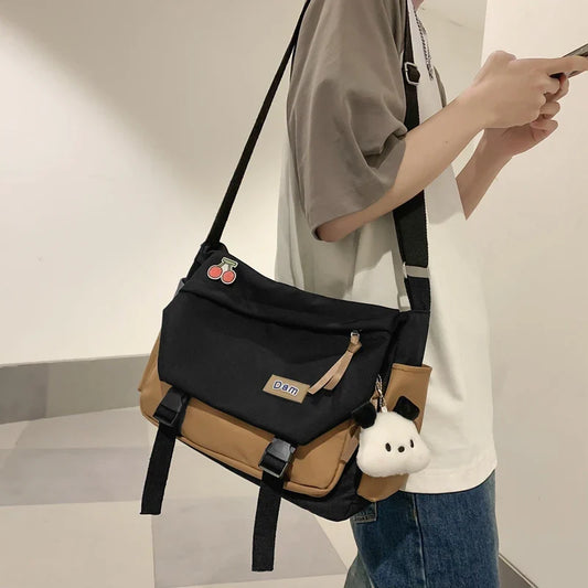 eybag Fashion Buckle Flip Bag For Women Panelled Japanese Cute Girl Crossbody Bag Large Capacity Student Shoulder Bag Female Bags