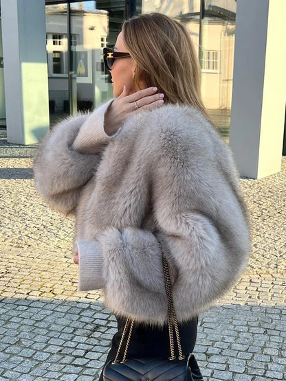 eybag Fashion Fluffy Faux Fur Coat For Women Winter Elegant Loose Long Sleeve Jacket Female Luxury Thick Lady High Street Outerwear