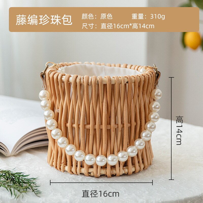 Lkblock fashion rattan hollow box straw bags wicker woven pearl portable women handbags summer beach shoulder crossbody bags bali purses