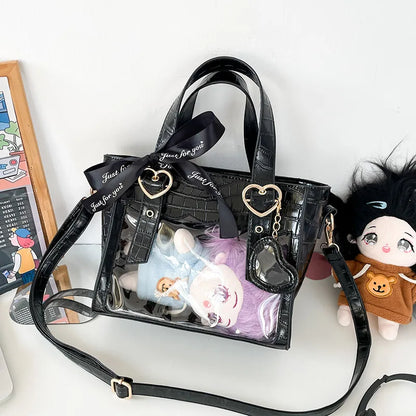 eybag Japanese Elegant PU Leather Handbags and Purse New Transparent Bag 20CM Doll Itabag Girls Fashion Tote Bag Crossbody Bags Women