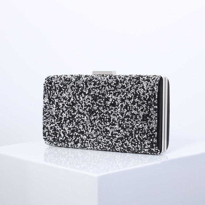 eybag Women Evening Clutch Bag Sequin Clutch Female Crystal Day Clutch Wedding Purse Party Banquet Black/Gold Silver