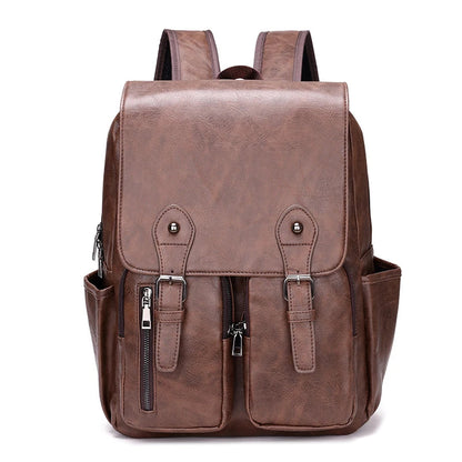 eybag Fashion Trend Men Backpack Computer Students PU Leather Daily Boys Students Bag Fashion Pockets Multi-Zipper For Working