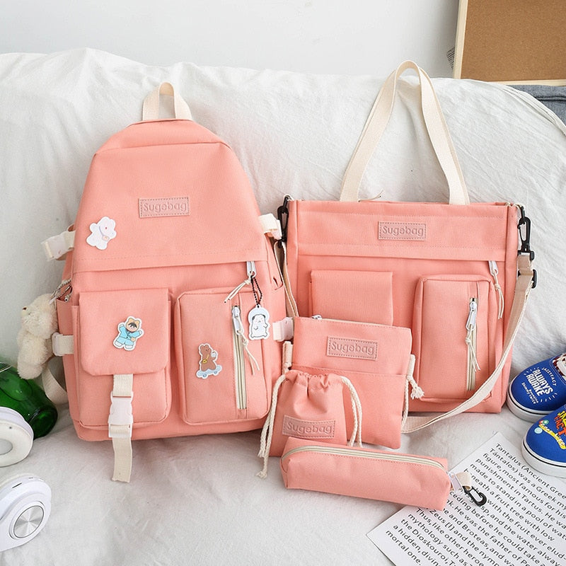 eybag Backpack set Schoolbag /Handbags/Drawstring/minibags/Zipper bags Five Bags/Lot  for Student Large Capacity Primary Schoolbags