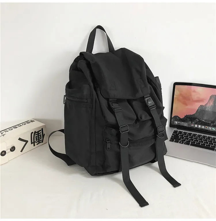 eybag High Capacity Backpack Vintage Trendy Simple Solid Rucksacks Men Women Outdoors Casual Students Backpacks